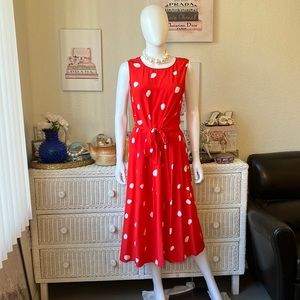 LK Bennett red silk midi dr penny dress 10